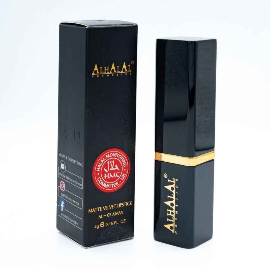 Alhalal Cosmetics matter Samt-Lippenstift LIPPESNTIFT BROWN in luxuriöser schwarzer Verpackung