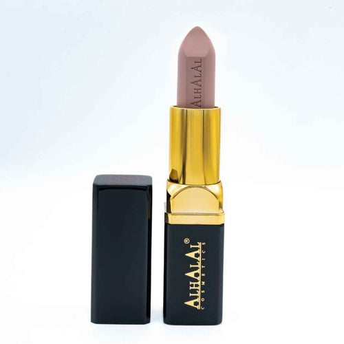 Alhalal Cosmetics brauner Lippenstift mit Samtfinish und goldenem und schwarzem Ärmel